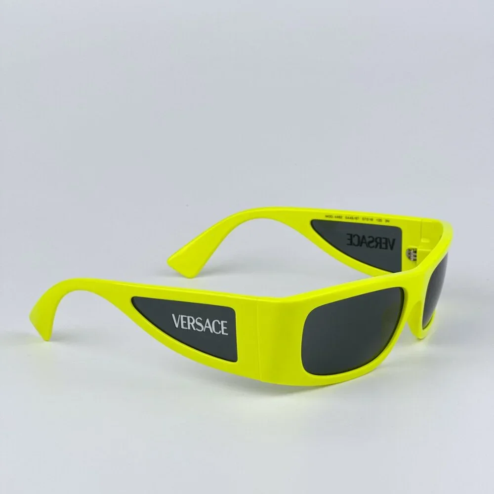 Versace VE4482 544987 BRAND NEW Sunglasses Yellow Fluo Grey Rectangular Unisex